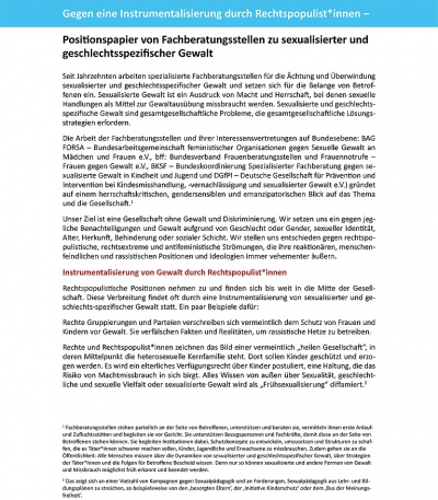 Gemeinsame Stellungnahme gegen eine Instrumentalisierung durch Rechtspopulist*innen Gemeinsame Stellungnahme gegen eine Instrumentalisierung durch Rechtspopulist*innen