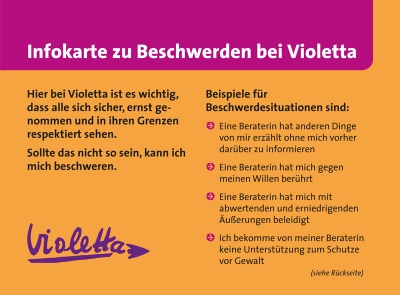 Infokarte zu Beschwerden bei Violetta
