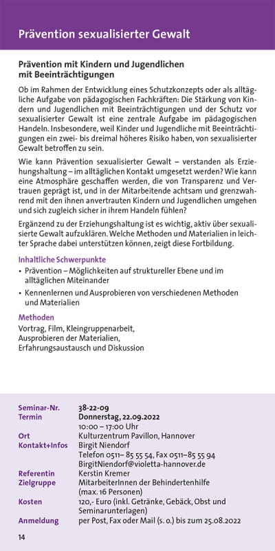 Prävention sexualisierter Gewalt in der Behindertenhilfe