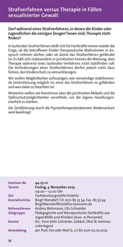 Strafverfahren versus Therapie in Fällen sexualisierter Gewalt