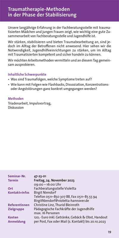 Traumatherapie-Methoden in der Phase der Stabilisierung