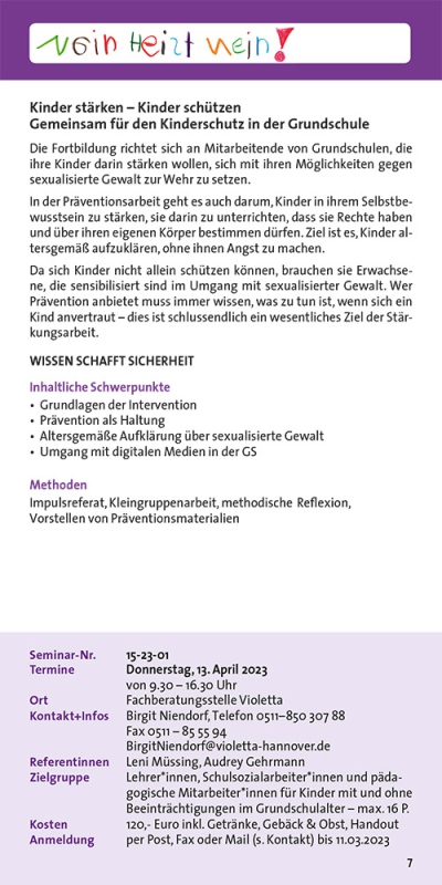 NEIN heißt NEIN! Gemeinsam für den Kinderschutz in der Grundschule
