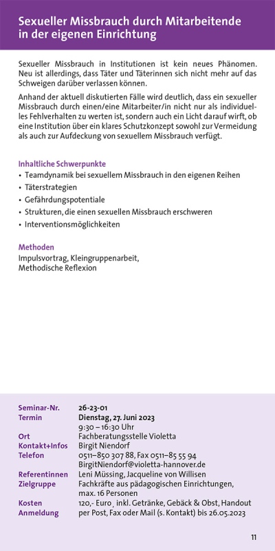 Sexueller Missbrauch durch Mitarbeitende in der eigenen Einrichtung