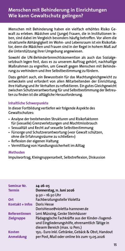Menschen mit Behinderung in Einrichtungen. Wie kann Gewaltschutz gelingen?