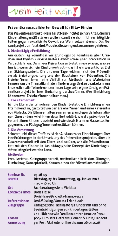 Präventionsprojekt „Nein heißt Nein“ 