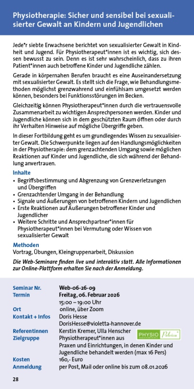 Physiotherapie - Sicher und sensibel bei sexualisierter Gewalt an Kindern und Jugendlichen