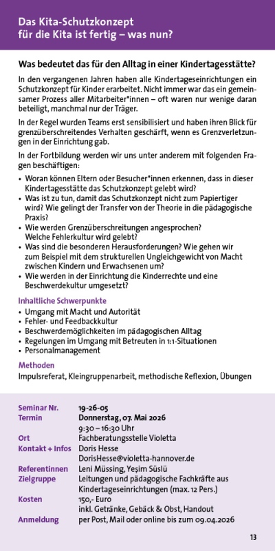 Das Kita-Schutzkonzept für die Kita ist fertig – was nun?