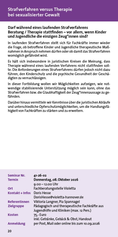 Strafverfahren versus Therapie bei sexualisierter Gewalt
