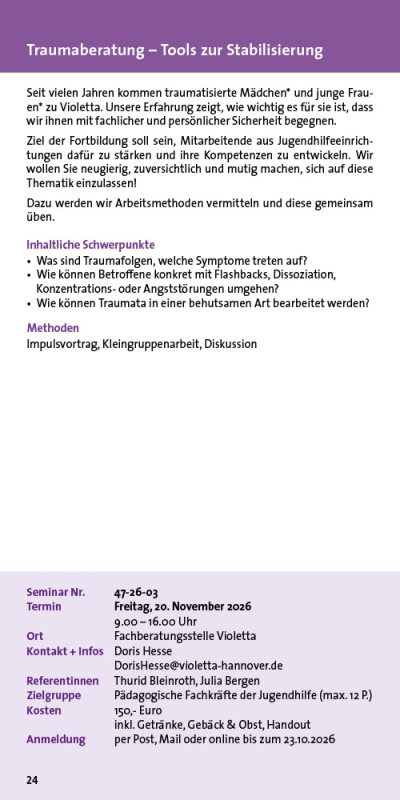 Traumaberatung – Tools zur Stabilisierung