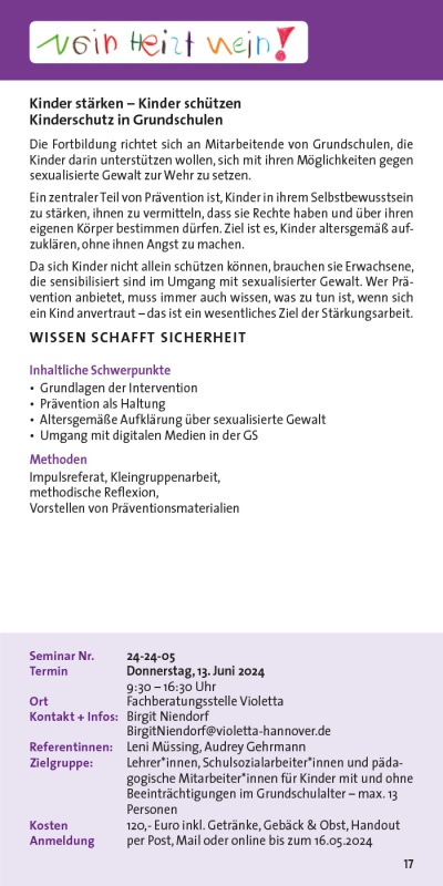 Nein heißt Nein! - Kinder stärken – Kinder schützen Kinderschutz in Grundschulen