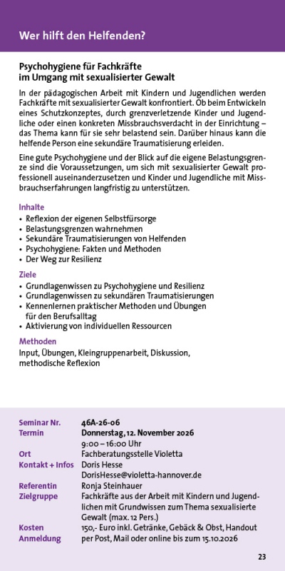 Wer hilft den Helfenden? Psychohygiene für Fachkräfte im Umgang mit sexualisierter Gewalt